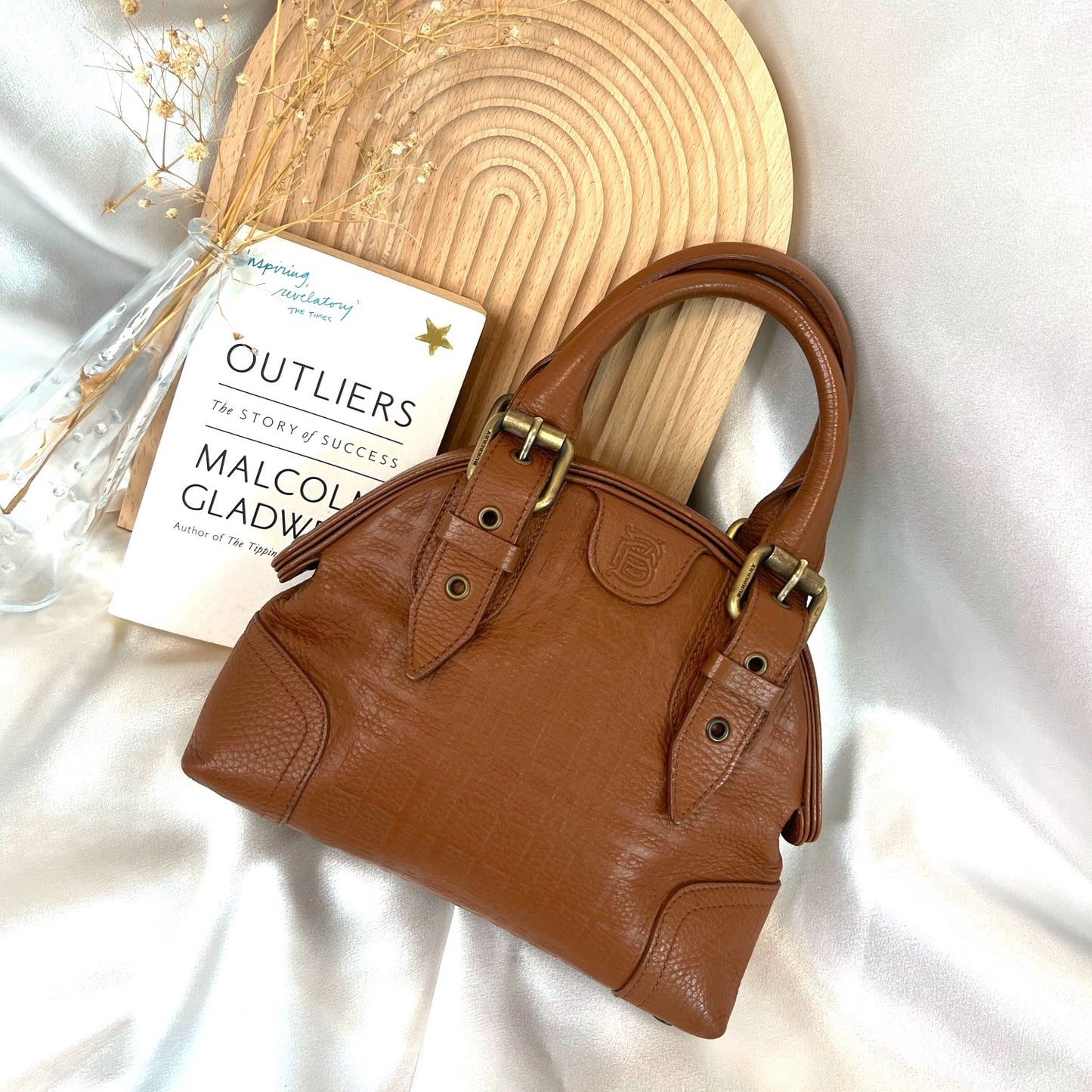 BURBERRY LEATHER HAND CARRY BAG 真皮中古手袋