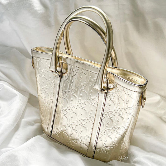 CHRISTIAN DIOR OBLIQUE METALLIC GOLD TOTE BAG